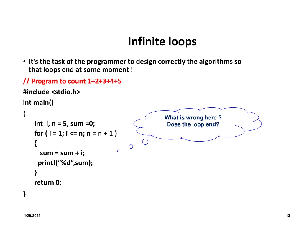 infinite loops