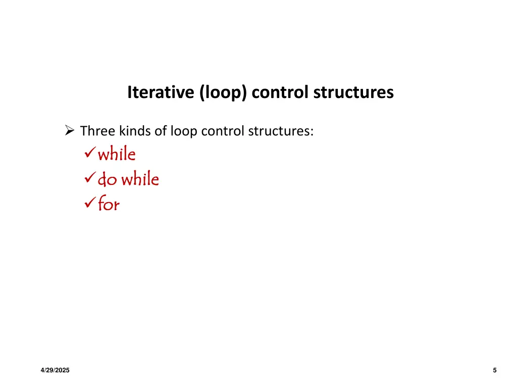 iterative loop control structures