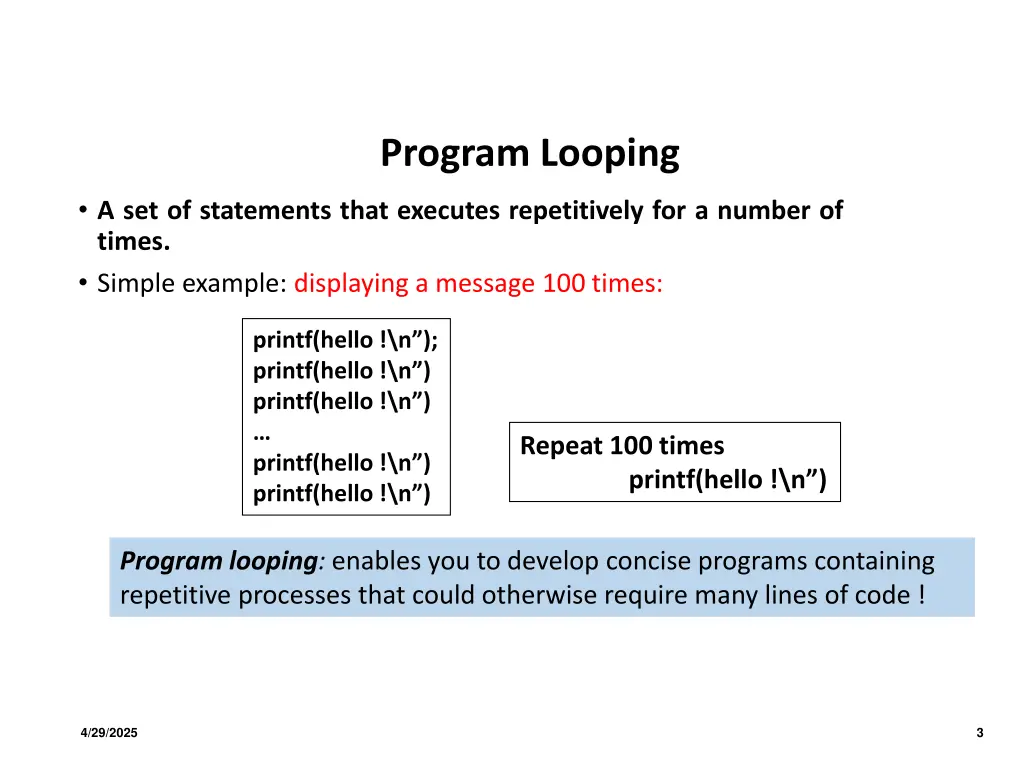program looping