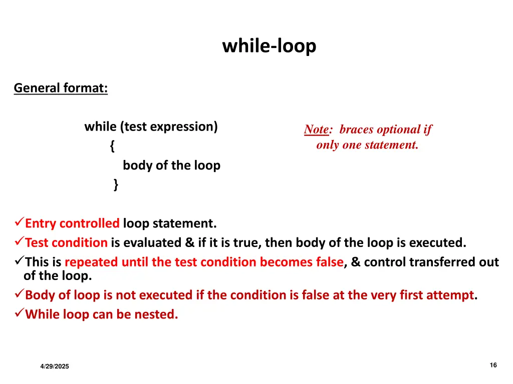 while loop