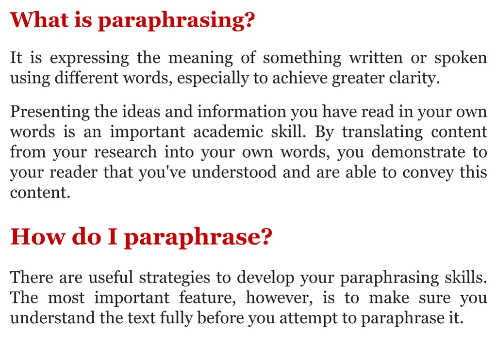 what is paraphrasing