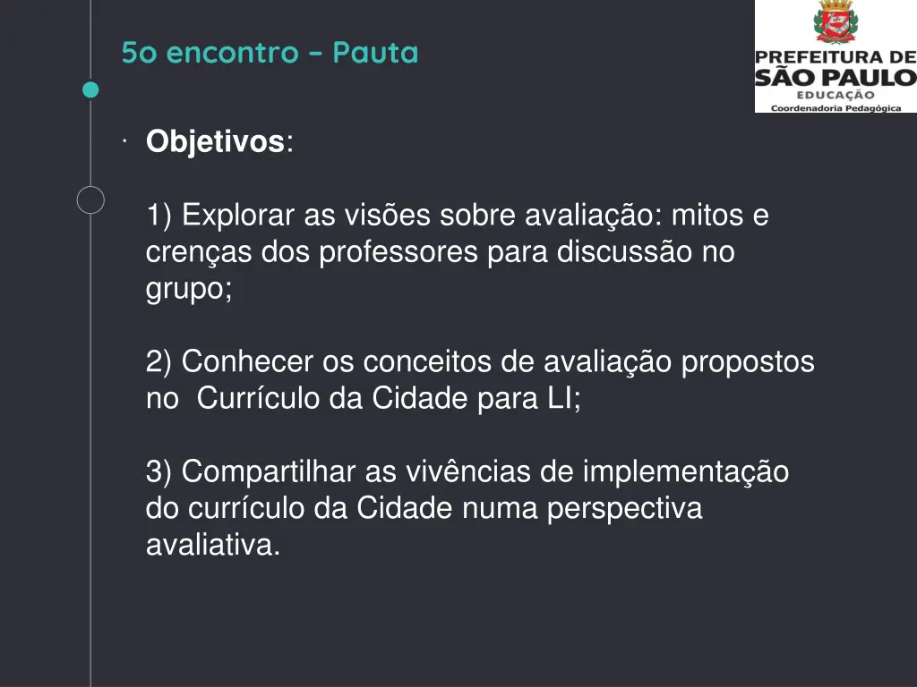 5o encontro pauta