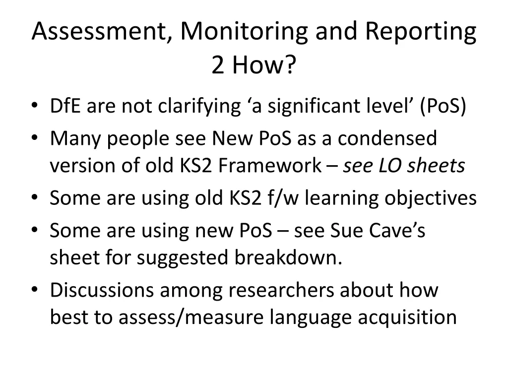 assessment monitoring and reporting 2 how