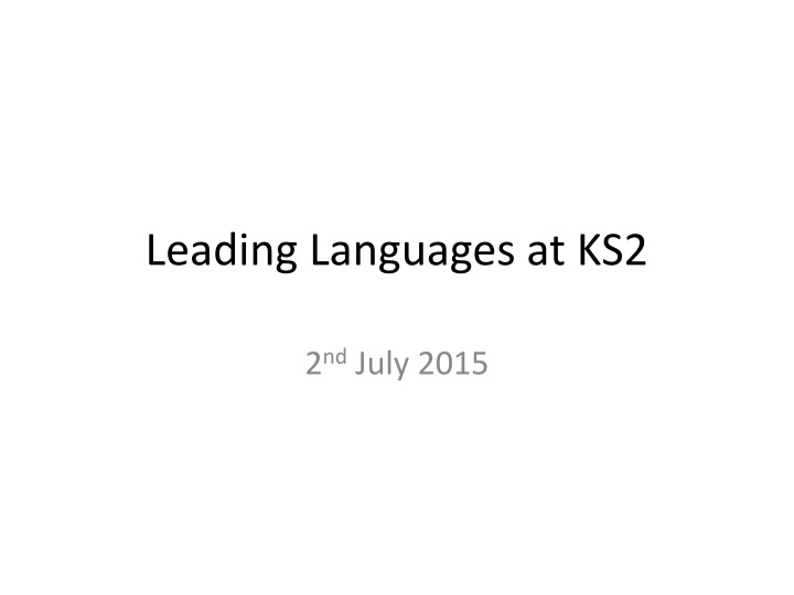 leading languages at ks2