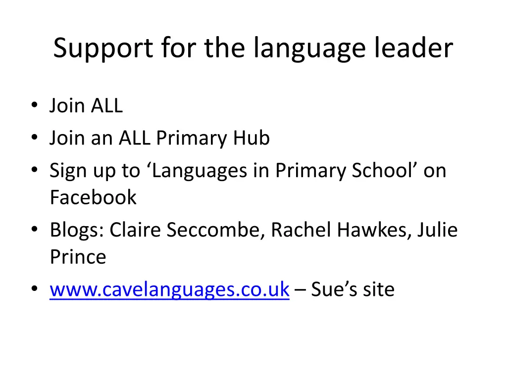 support for the language leader