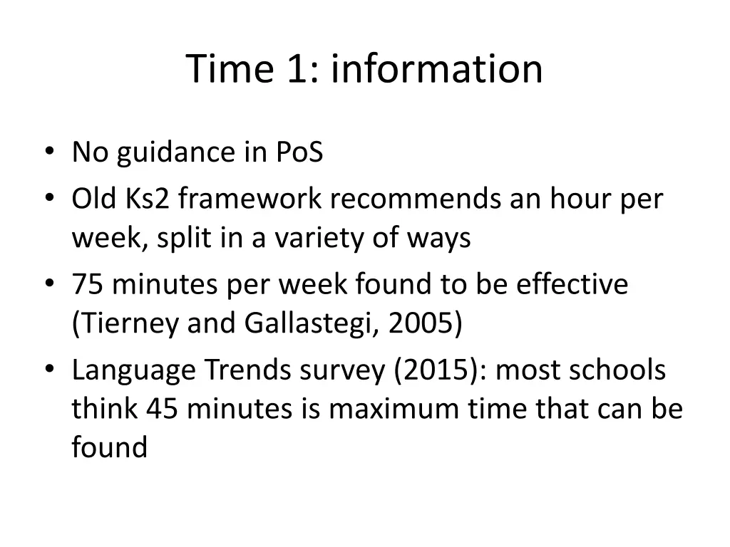 time 1 information
