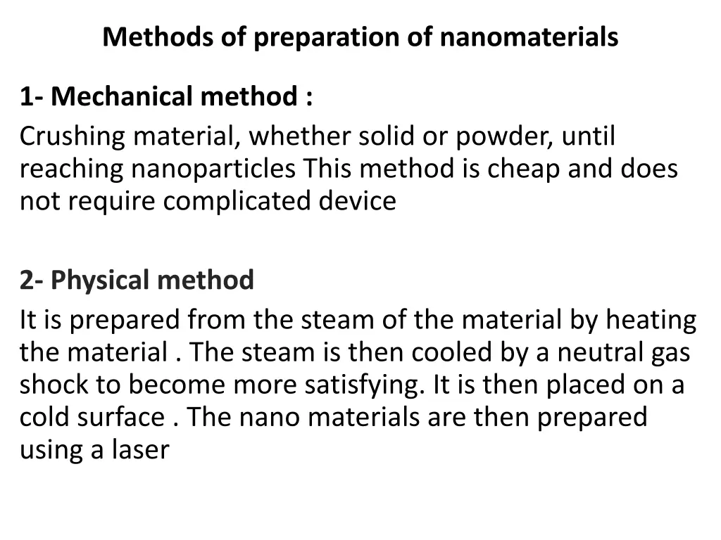 methods of preparation of nanomaterials