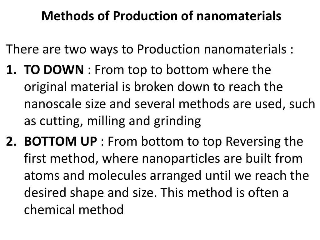 methods of production of nanomaterials