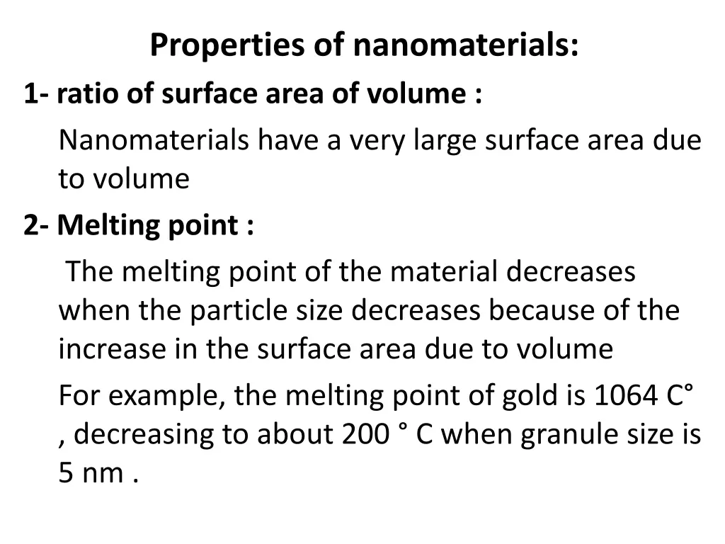 properties of nanomaterials 1 ratio of surface
