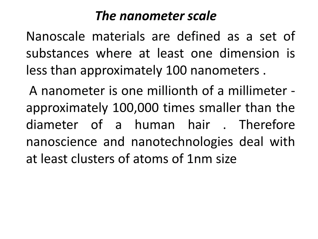 the nanometer scale