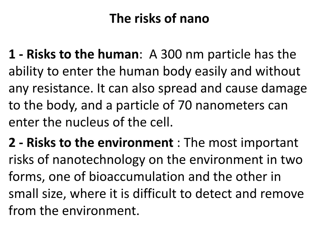 the risks of nano