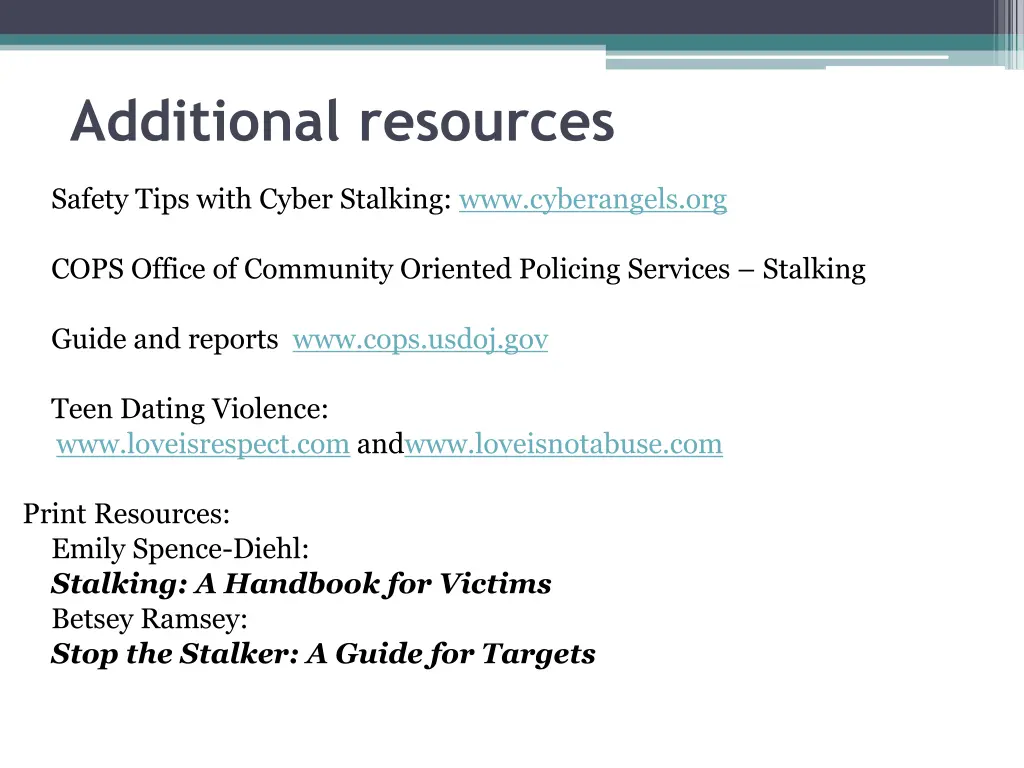 additional resources