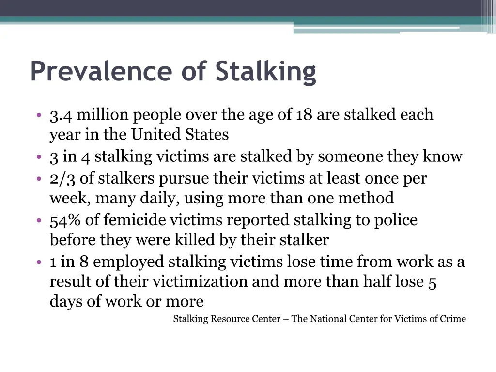 prevalence of stalking