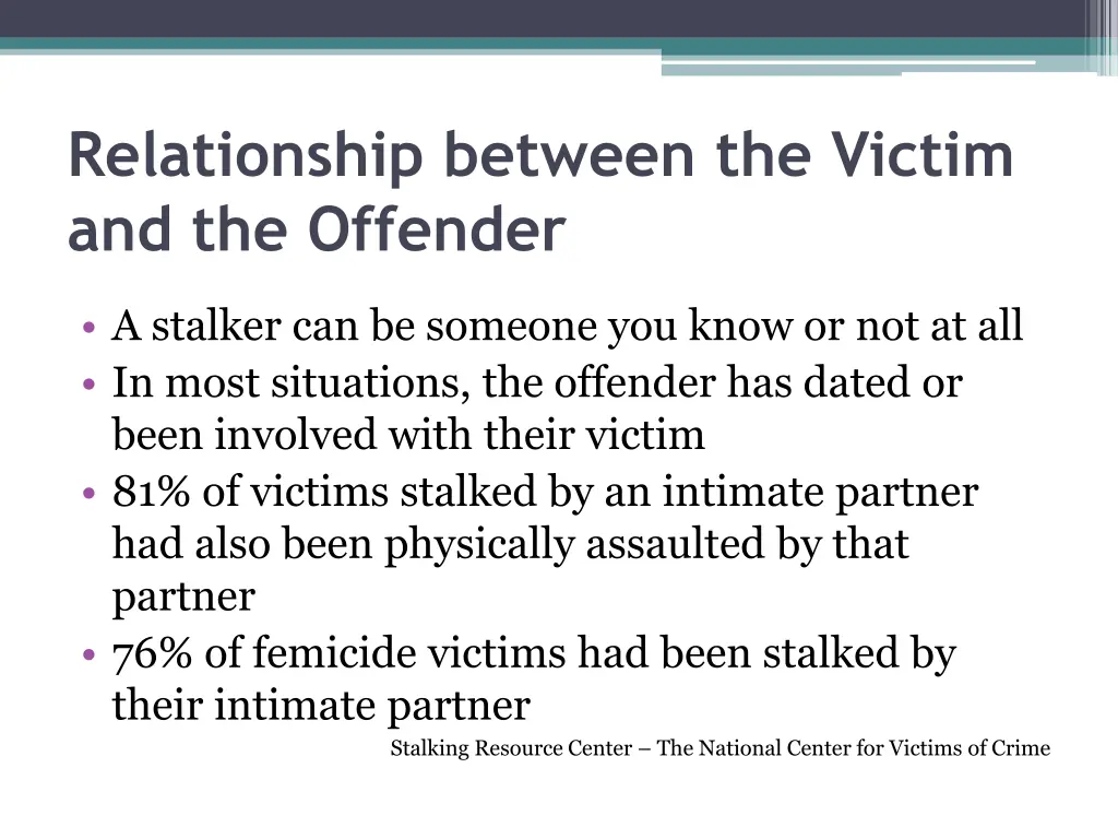 relationship between the victim and the offender