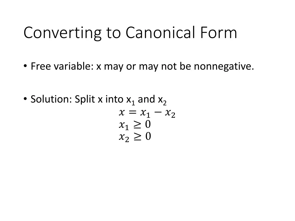 converting to canonical form 1