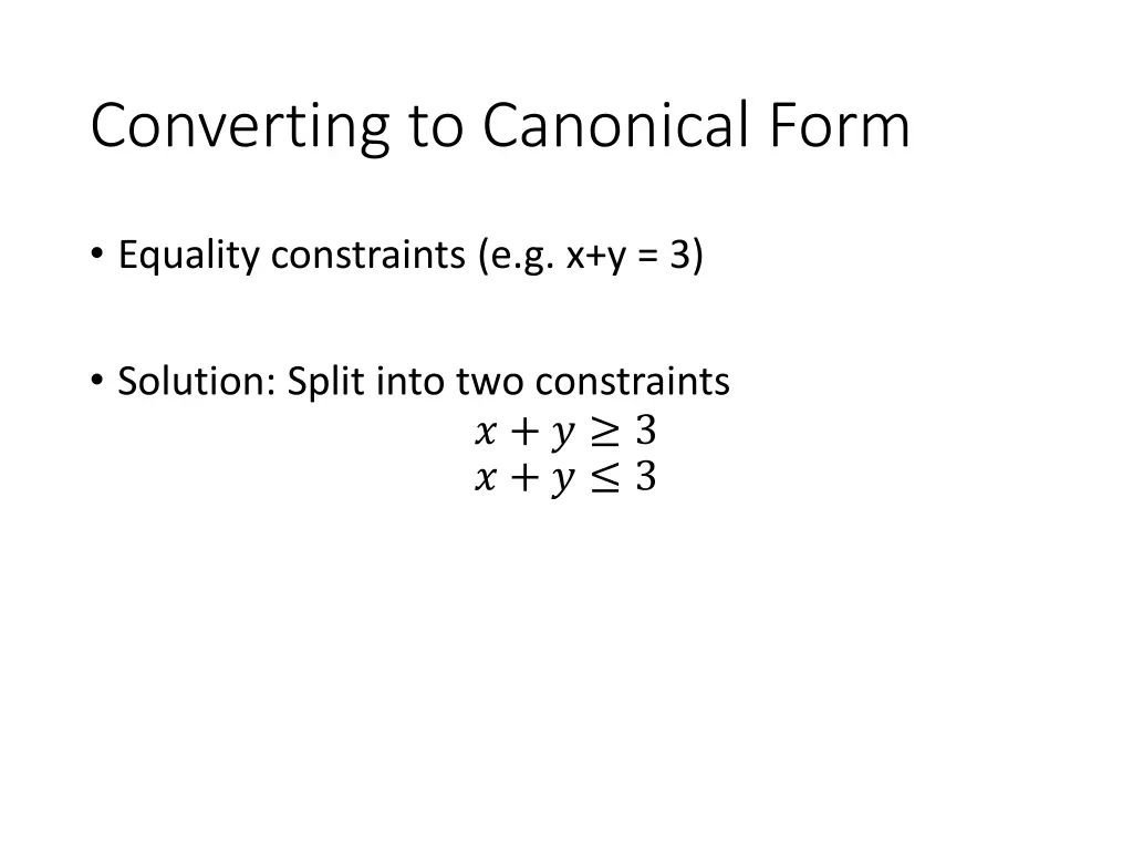 converting to canonical form