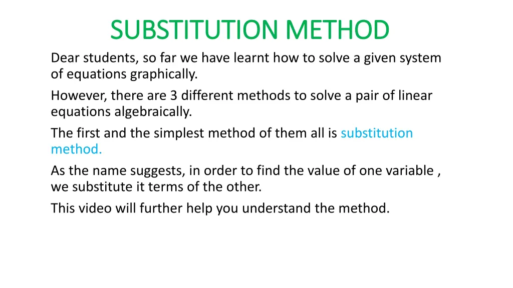 substitution method substitution method dear