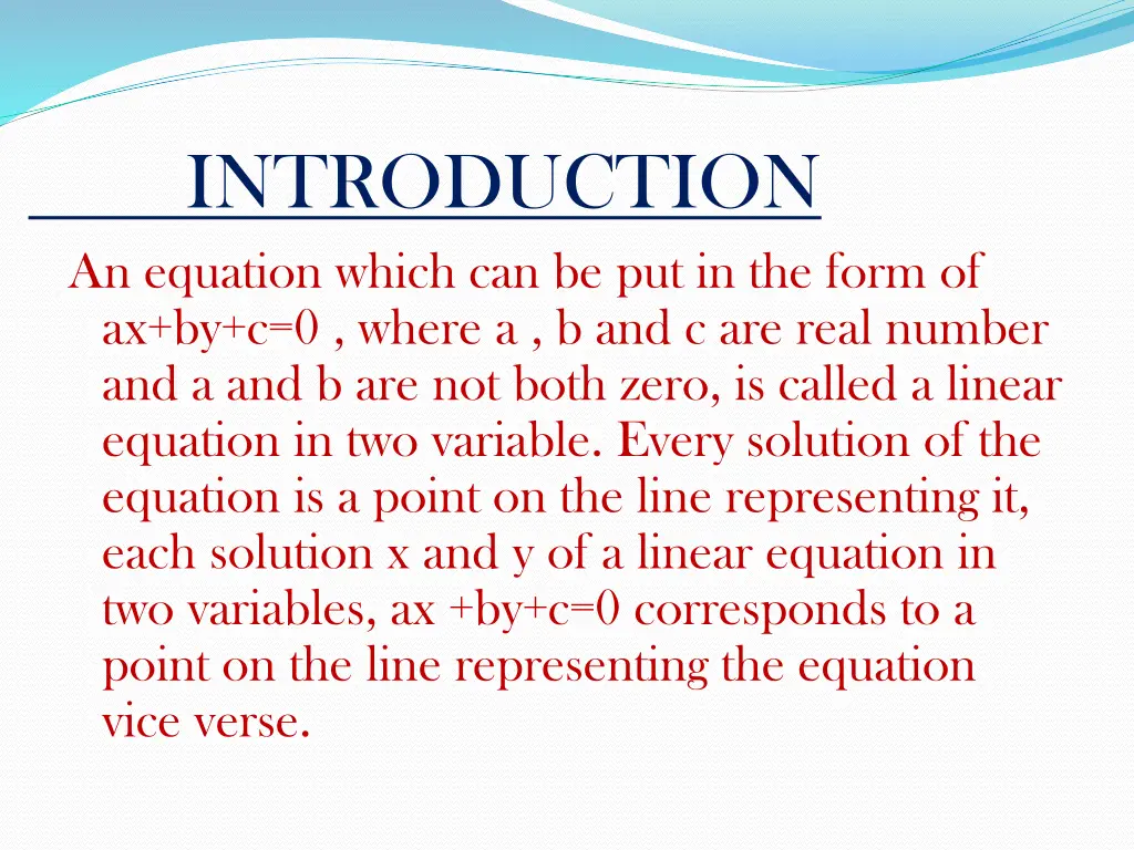 introduction an equation which