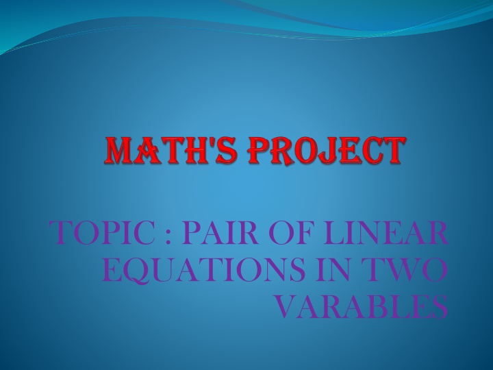 topic pair of linear equations in two