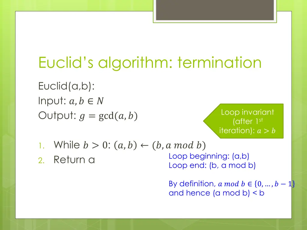euclid s algorithm termination 1