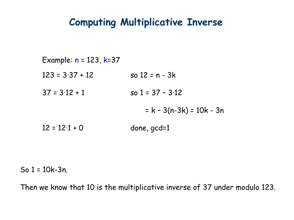 computing multiplicative inverse