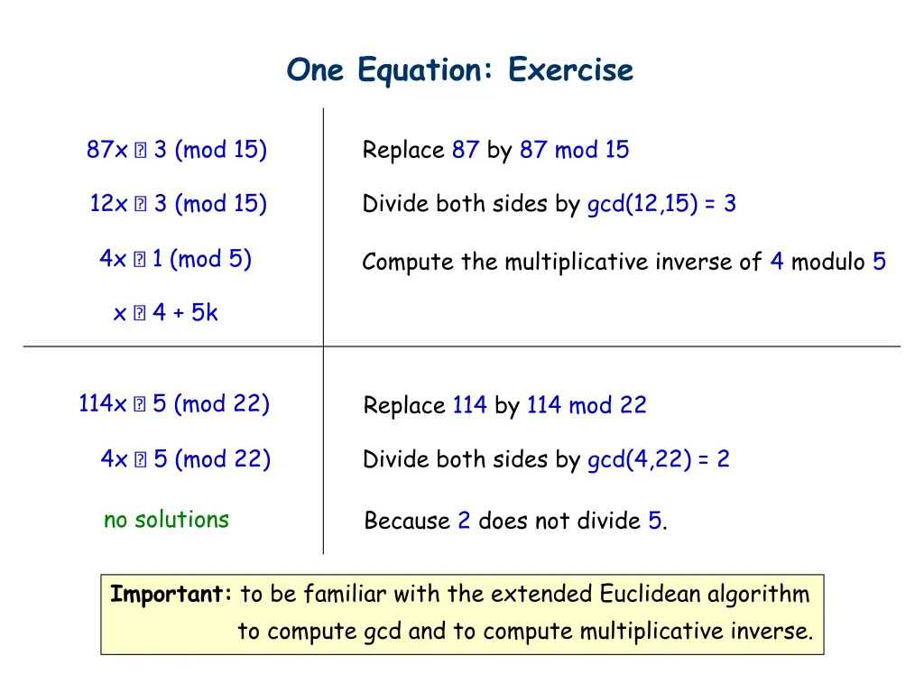 one equation exercise