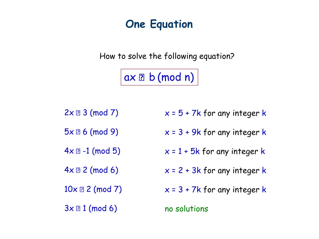 one equation