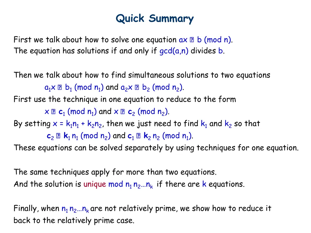quick summary