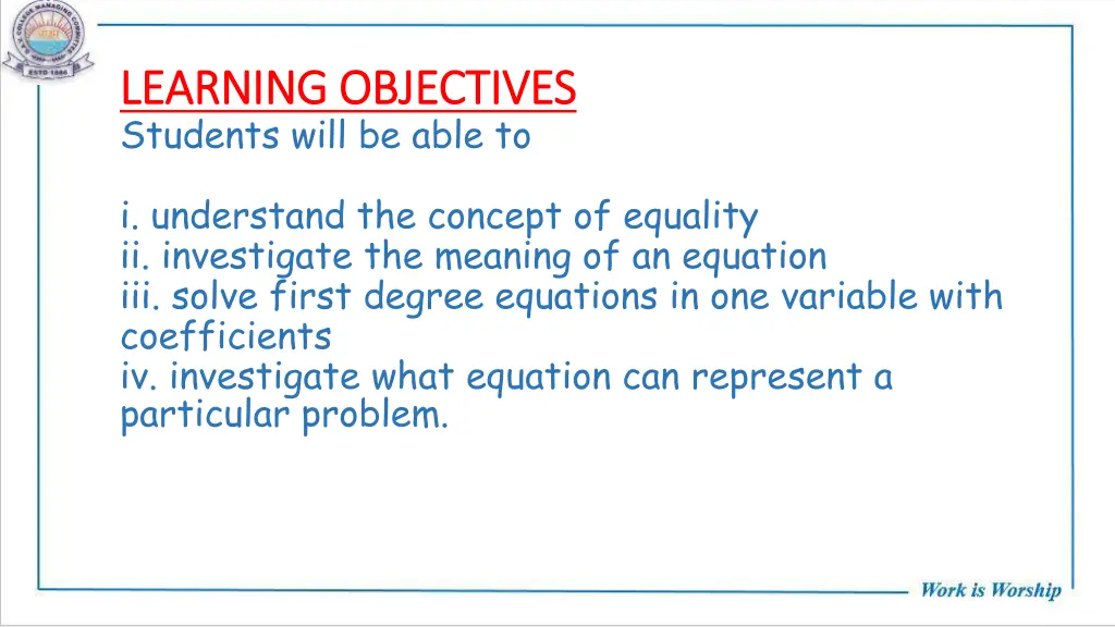 learning objectives learning objectives students