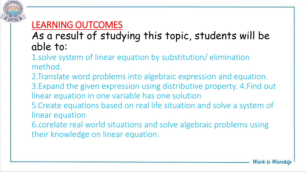 learning outcomes learning outcomes as a result