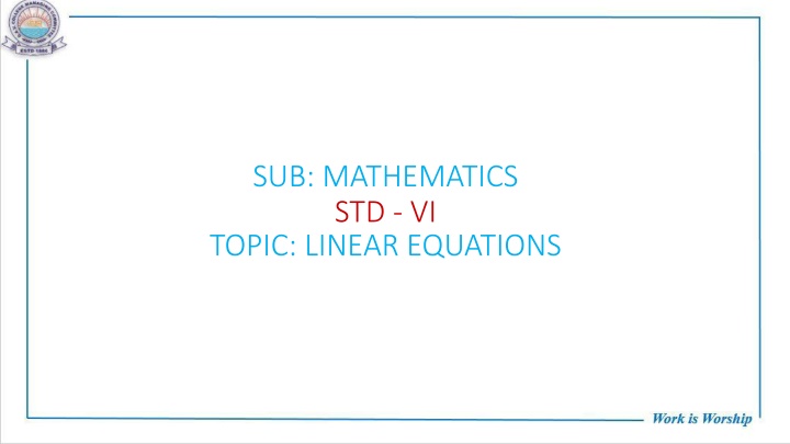 sub mathematics std vi topic linear equations