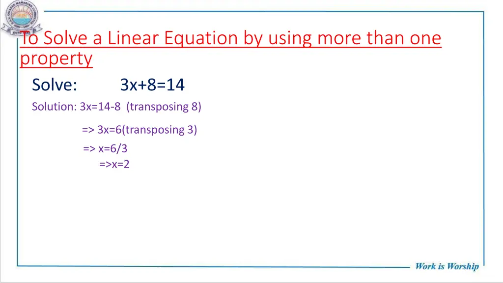 to solve a linear equation by using more than