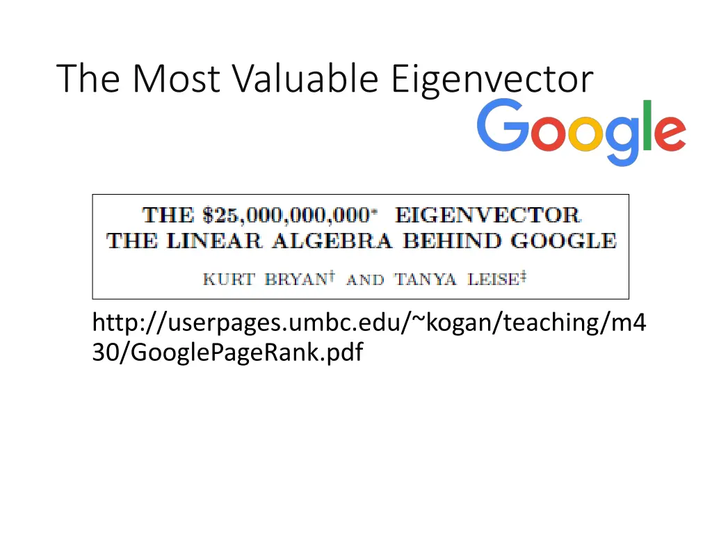the most valuable eigenvector