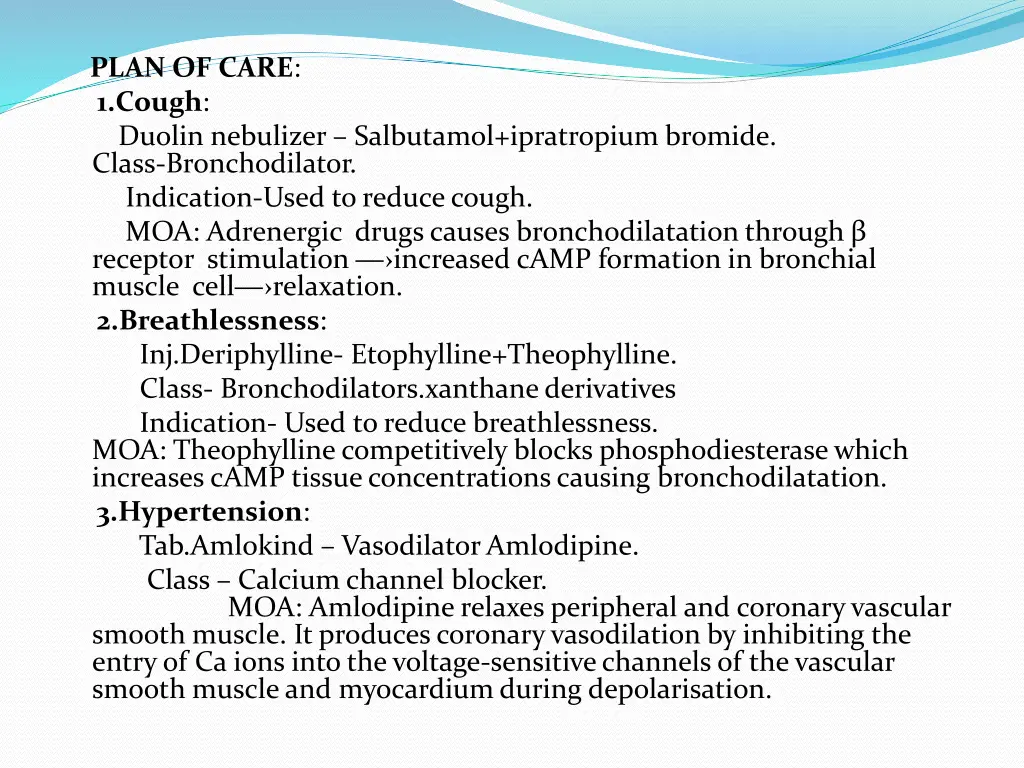 plan of care 1 cough duolin nebulizer salbutamol