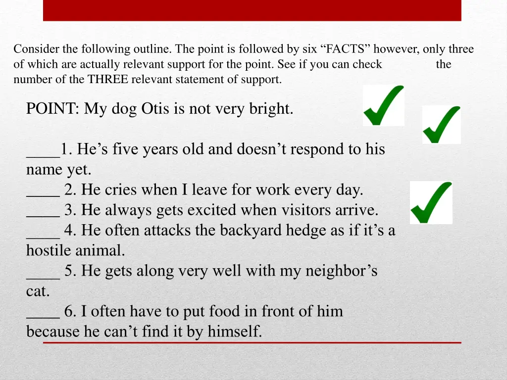 consider the following outline the point