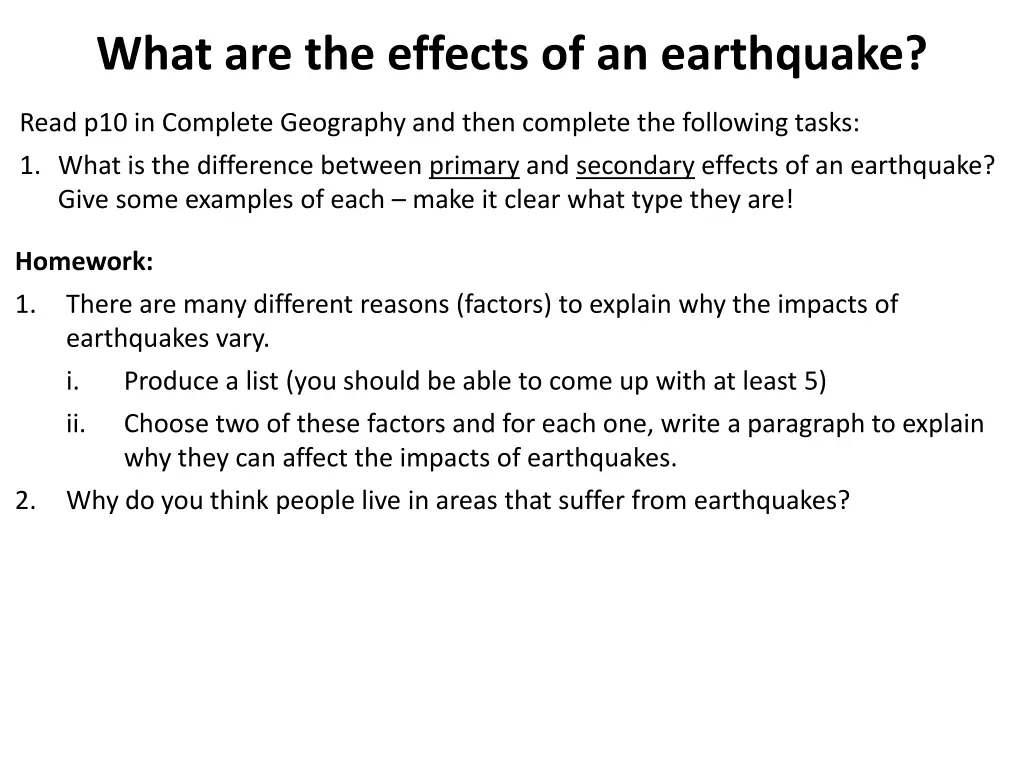 what are the effects of an earthquake