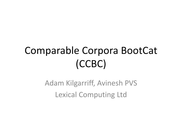 comparable corpora bootcat ccbc