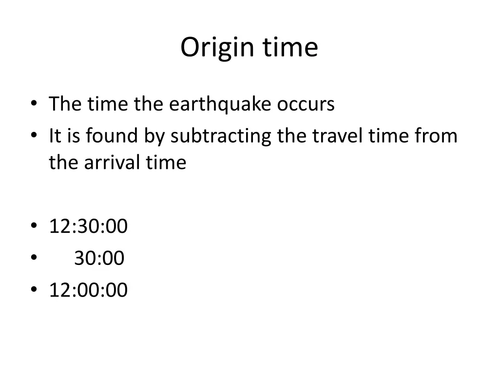 origin time