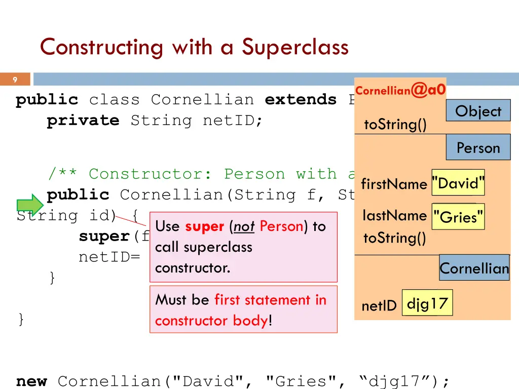 constructing with a superclass