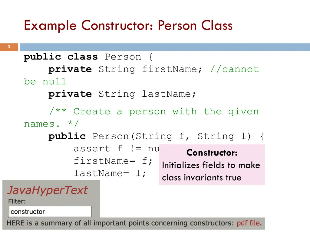 example constructor person class