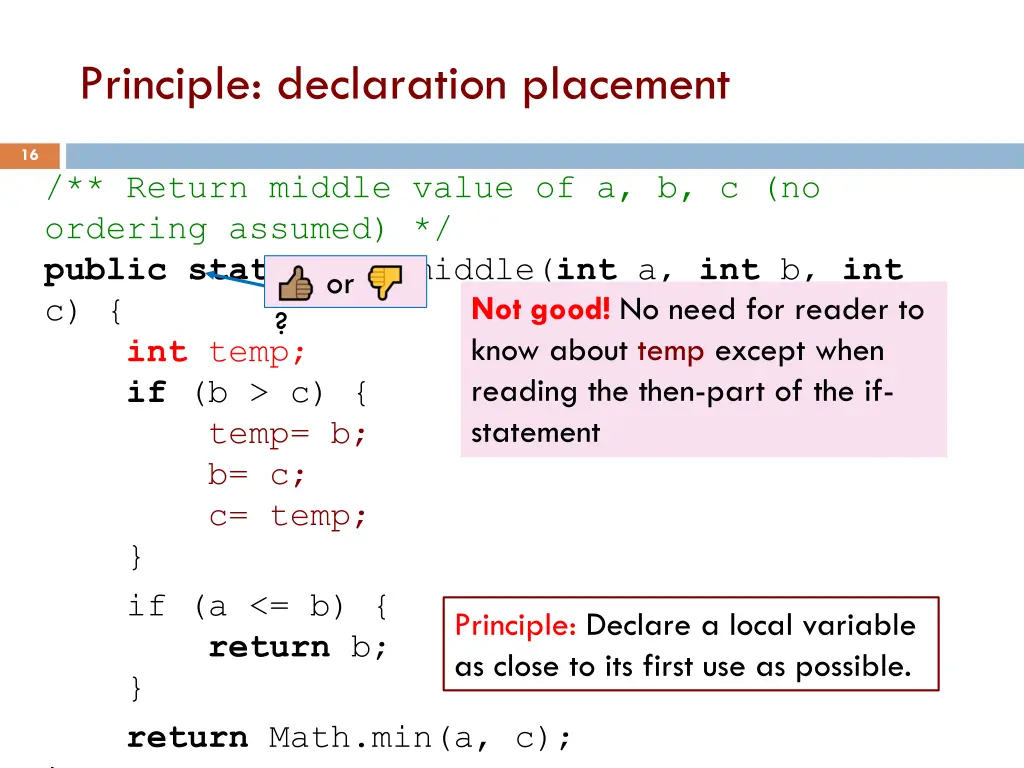 principle declaration placement