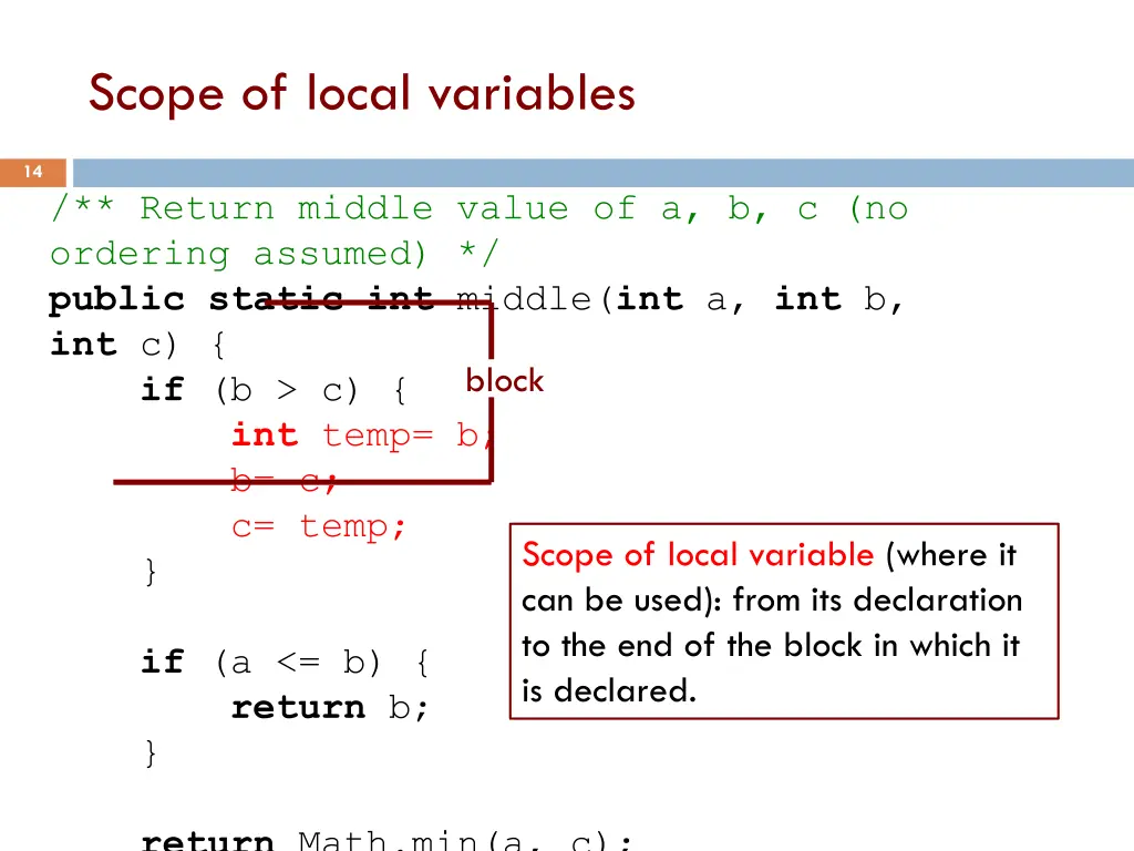 scope of local variables