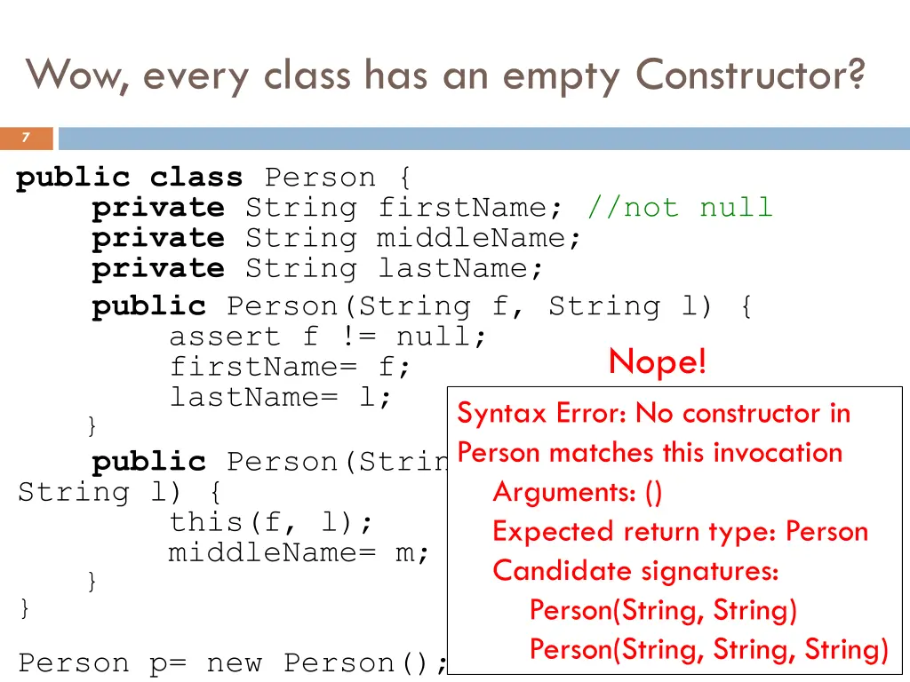 wow every class has an empty constructor