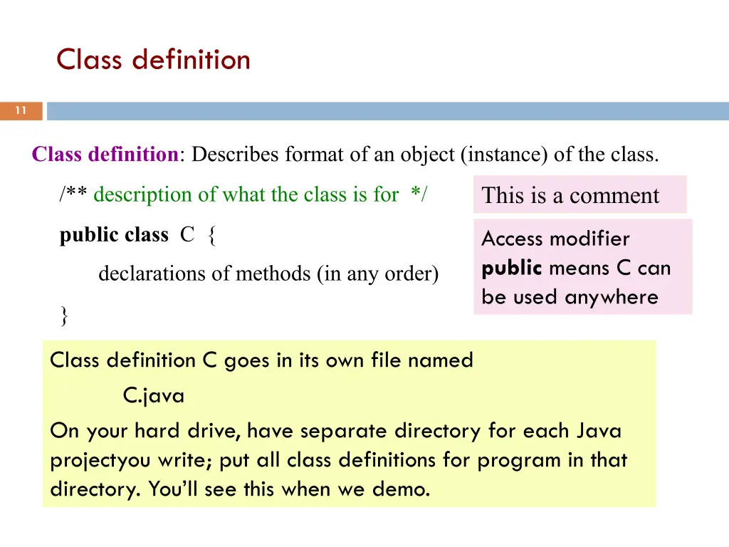 class definition