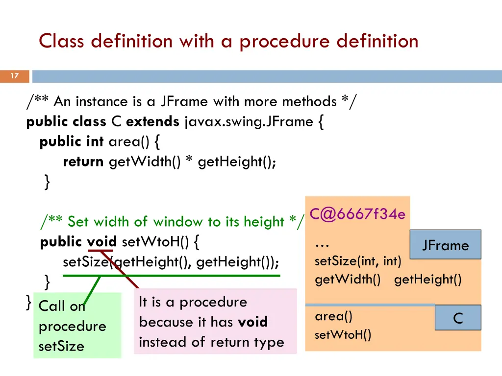 class definition with a procedure definition