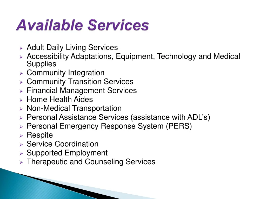 adult daily living services accessibility