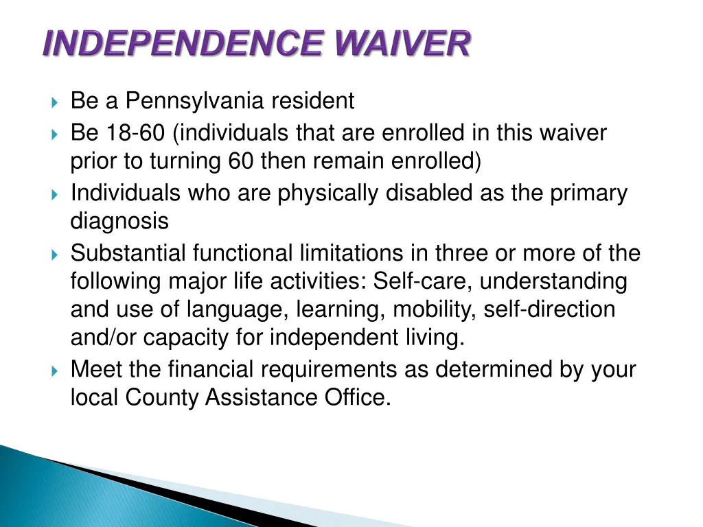 be a pennsylvania resident be 18 60 individuals