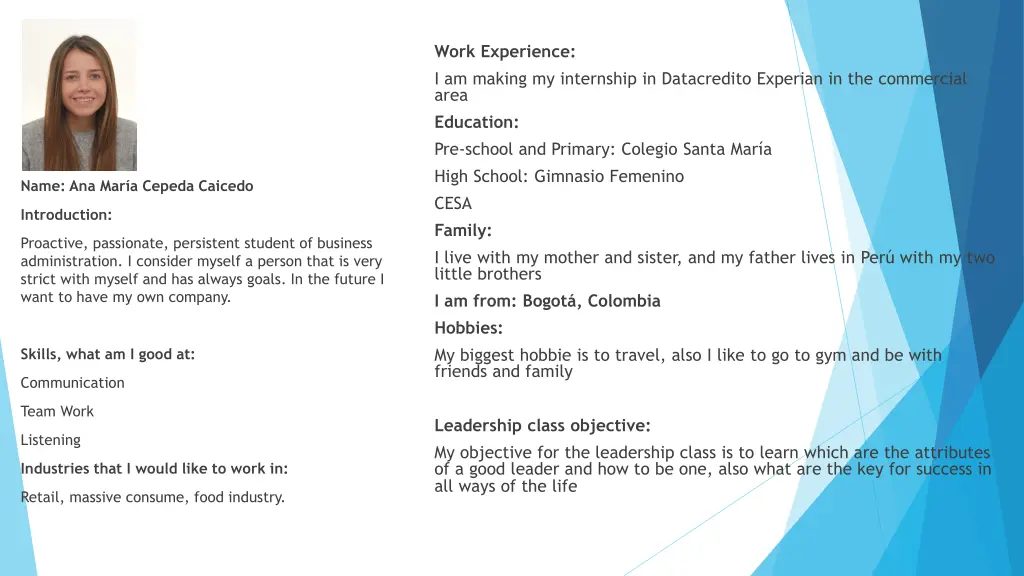 work experience i am making my internship
