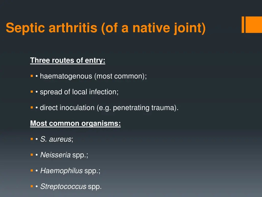septic arthritis of a native joint
