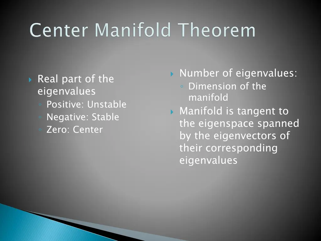 number of eigenvalues dimension of the manifold